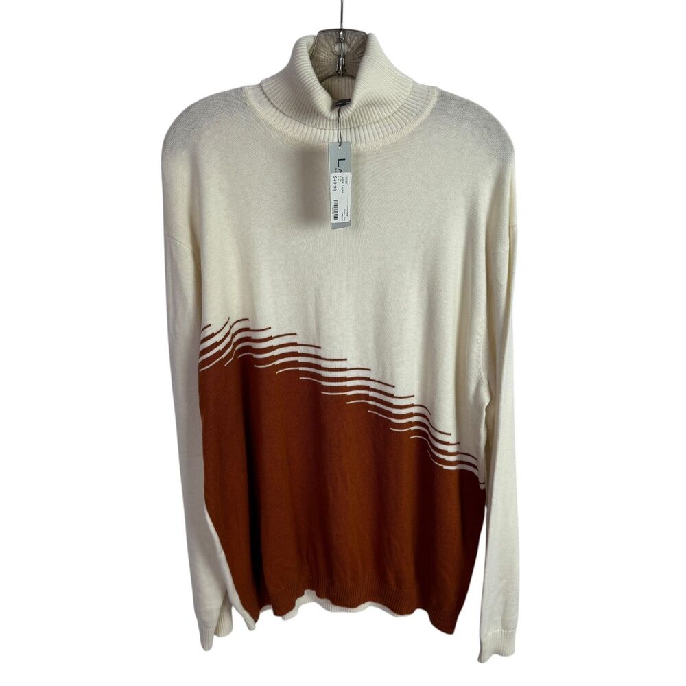 Lavane Women's Turtleneck Sweater Size XXL Ivory/Rust Long Sleeves NEW